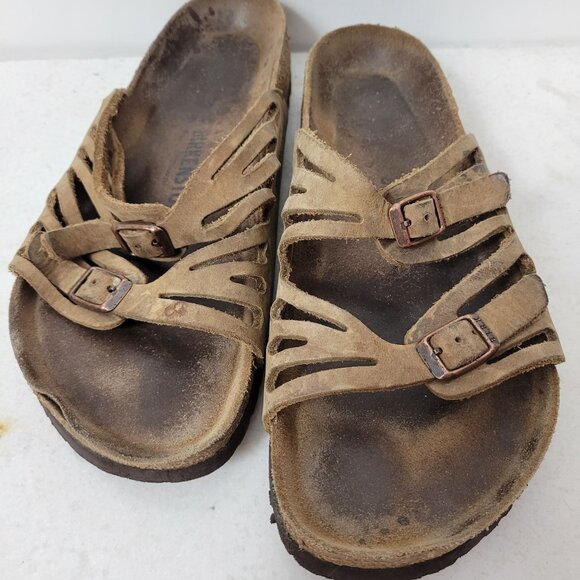 Birkenstock Size US 9/ EU 40 Grenada Brown Leather Suede Buckle Sandals Women's - Picture 12 of 12